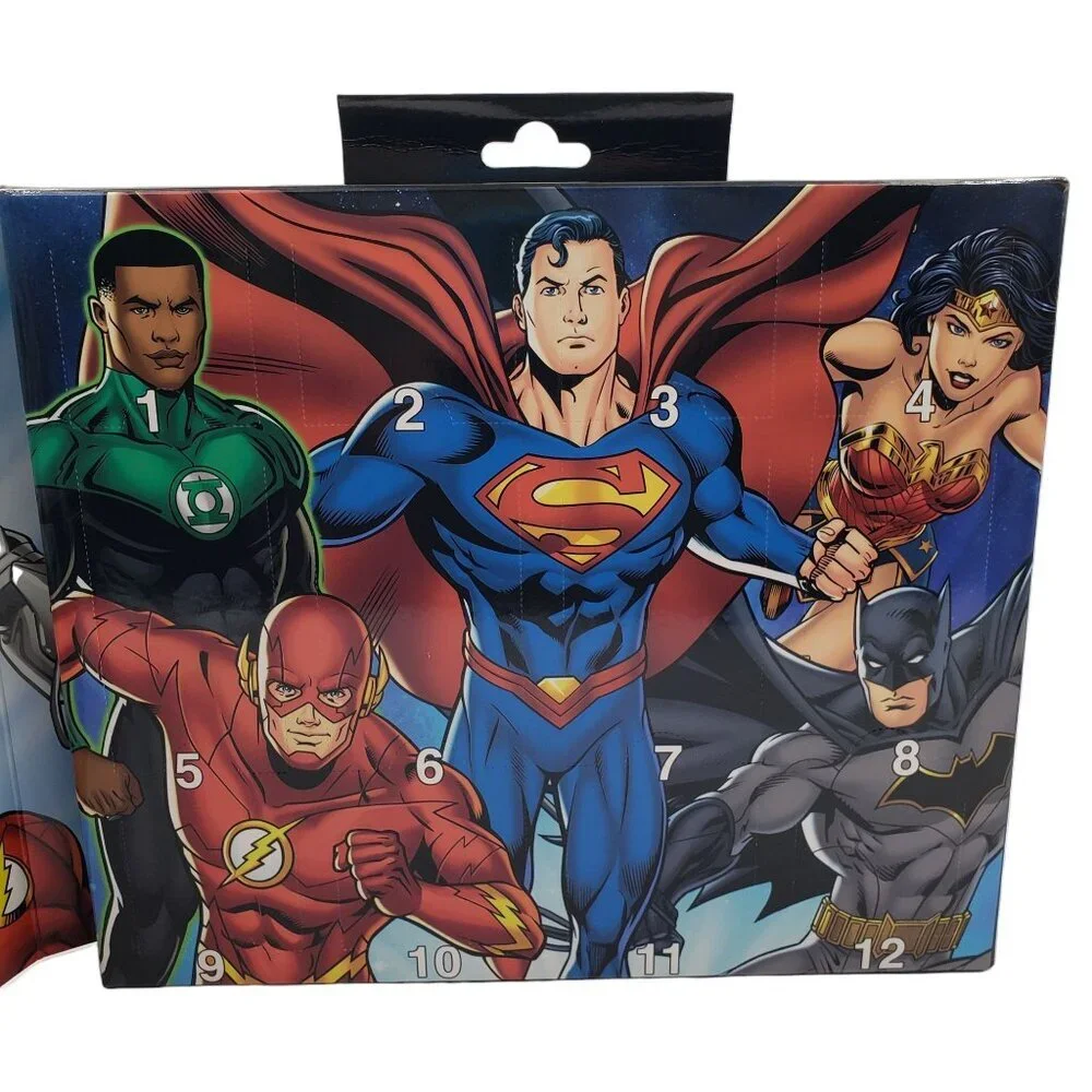 Justice League DC Comics Novelty Socks 12 Pairs Advent Gift‎ Box Adult Size 6-12